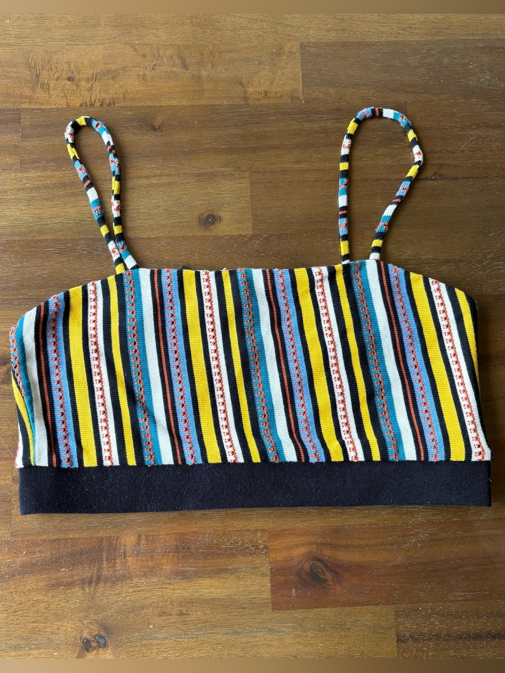 Zara Knit Striped Cropped Tank Top with Spaghetti Straps Multi Color | size M